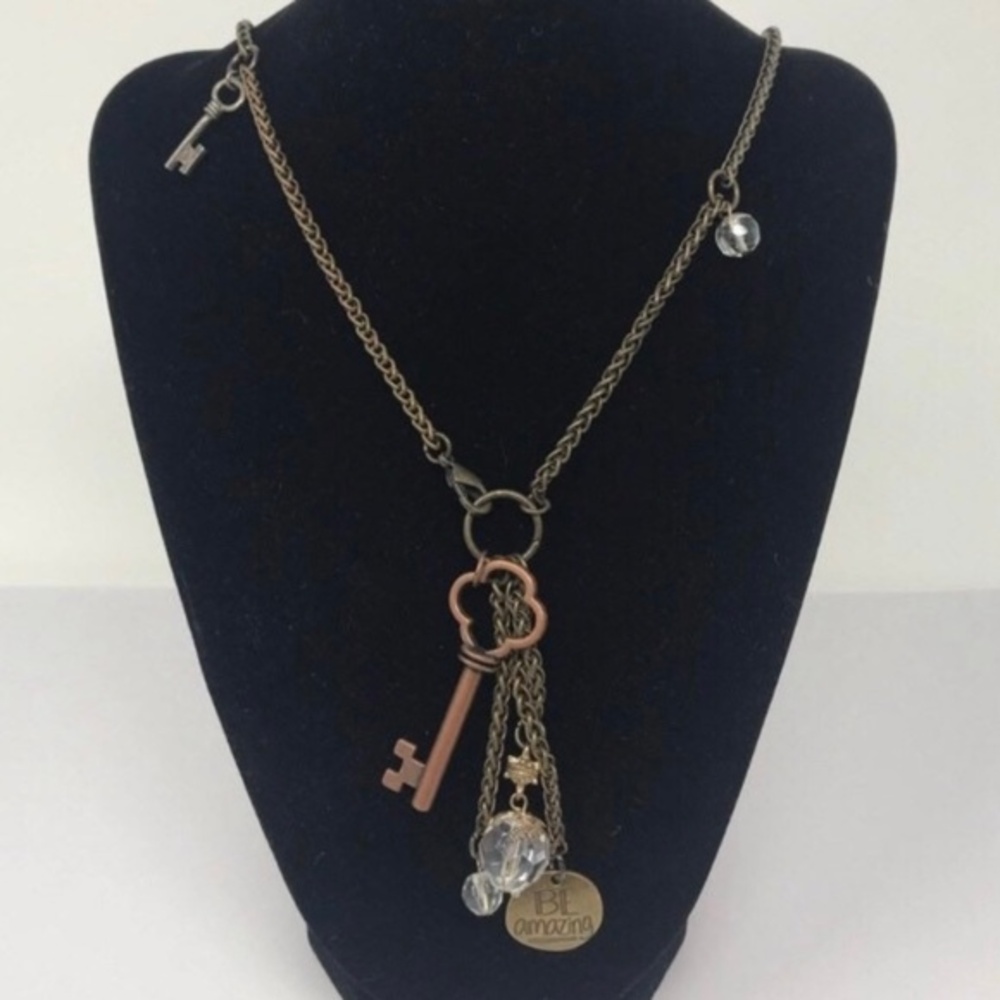 Boho Necklace, Key Charm Necklace, Be Amazing, Bohemian Style, Antique Brass